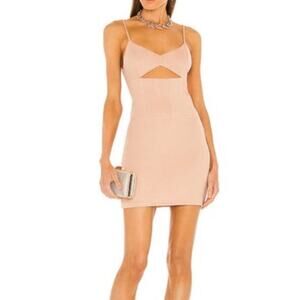H:ours Nude Cutout Ribbed Mini Dress